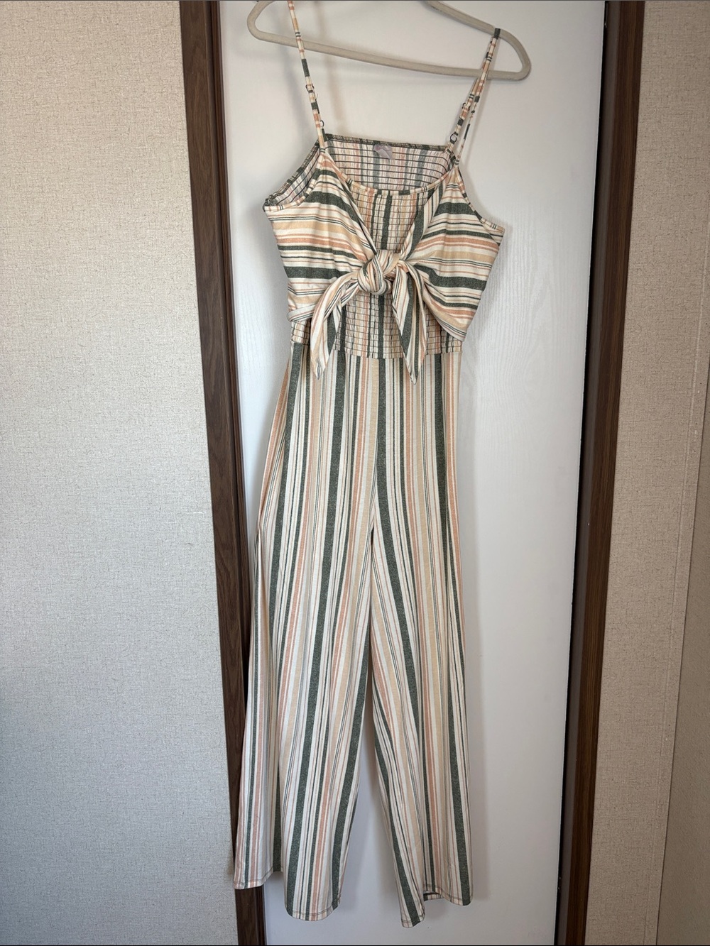 No Boundaries Womens Striped Tie Front Wide Leg Jumpsuit Boho Plus Sz 3X 21